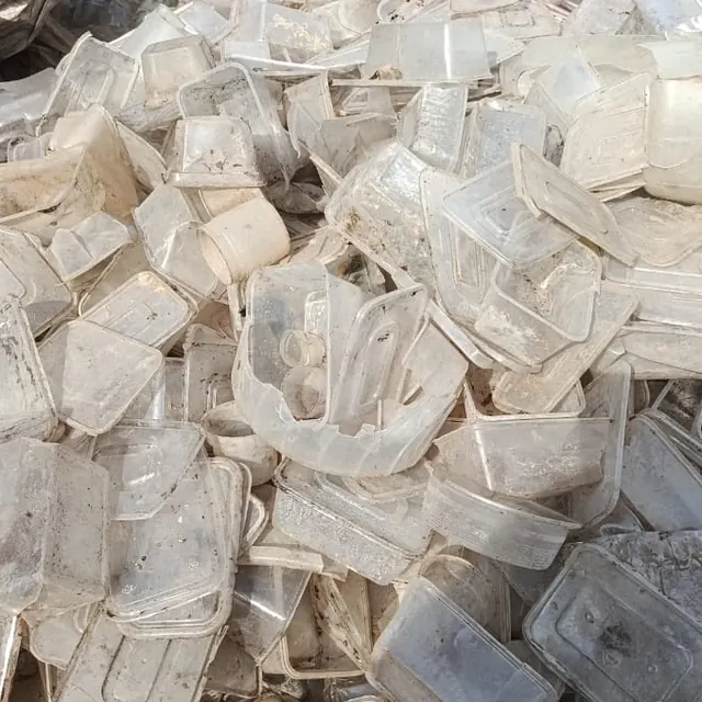Pile of sorted clear plastic food containers
